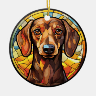 Ornamento De Cerâmica Cão de Dachsund de Vidro Doce