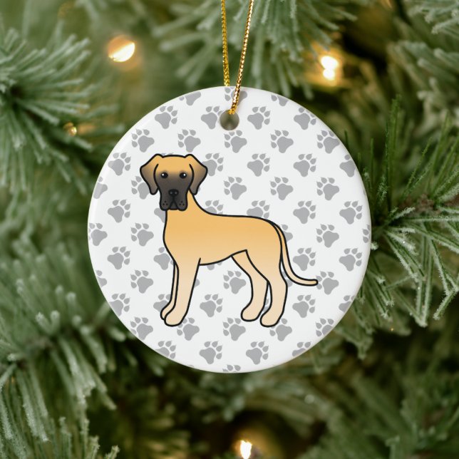Ornamento De Cerâmica Cão de desenho animado fofo Great Dane cor de cerv (Árvore)