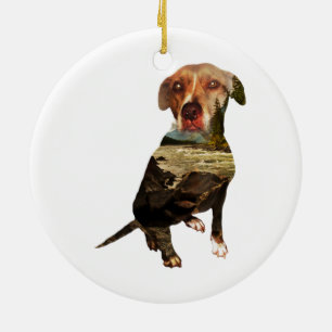 Ornamento De Cerâmica cão de dupla exposição
