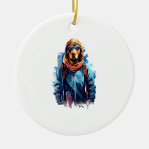 Ornamento De Cerâmica Cão de Esqui em Óculos de Esqui 5