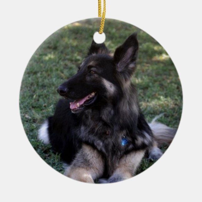Ornamento De Cerâmica Cão de german shepherd (Frente)