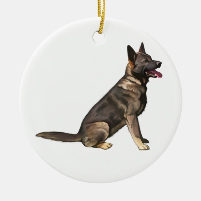 Ornamento De Cerâmica Cão de german shepherd do Sable (Frente)