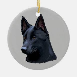 Ornamento De Cerâmica Cão de german shepherd preto