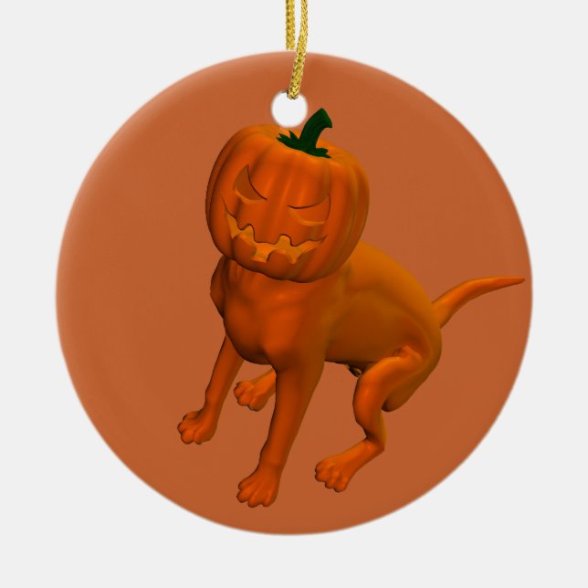 Ornamento De Cerâmica Cão de Halloween (Frente)