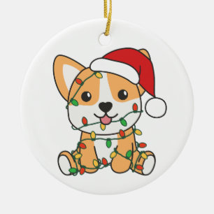 Ornamento De Cerâmica Cão de inverno de Corgi