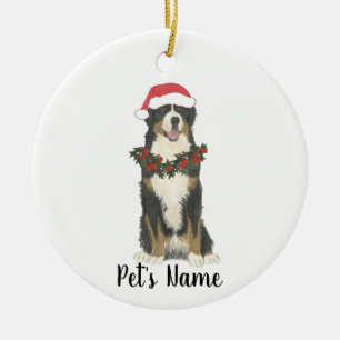 Ornamento De Cerâmica Cão de Montanha Bernês Personalizado