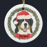 Ornamento De Cerâmica Cão de Montanha Bernês Personalizado<br><div class="desc">Faça a lista legal este ano com um ornamento personalizado do seu doce Cão de Montanha Bernese! Para os presentes mais doces,  emparelhe-o com um impressão de arte correspondente ou outro item da minha coleção!</div>