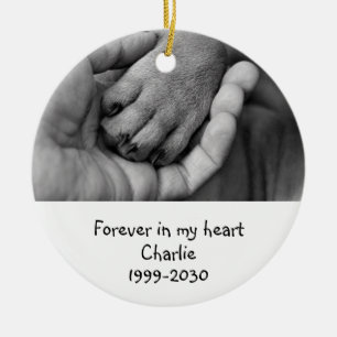 Ornamento De Cerâmica Cão de Pet Memorial de Fotografias Personalizado