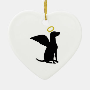 ORNAMENTO DE CERÂMICA CÃO DO ANJO DO CÃO