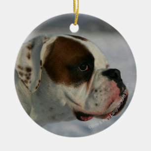 Ornamento De Cerâmica Cão do pugilista na neve