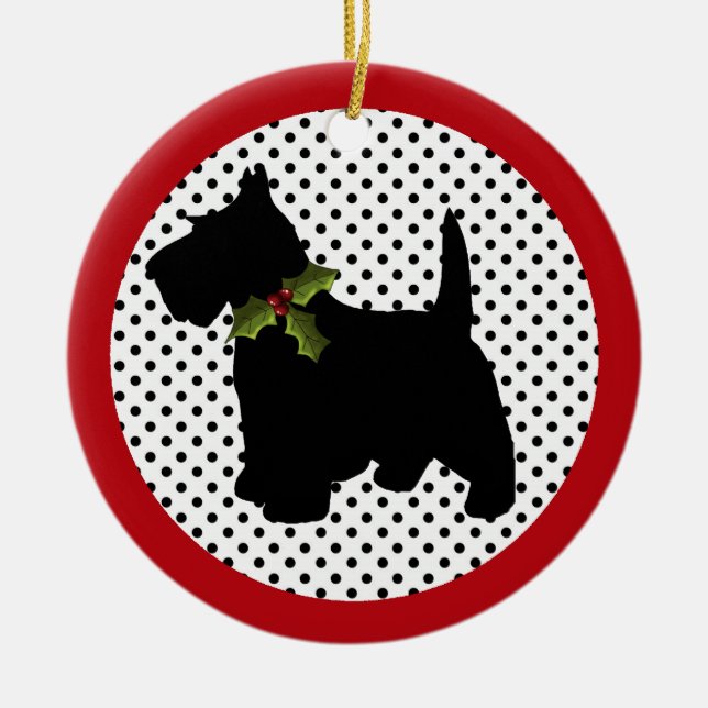 Ornamento De Cerâmica Cão do Scottie do Natal de Terrier do Scottish (Frente)