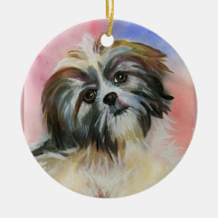 Ornamento De Cerâmica cão do tzu de shih