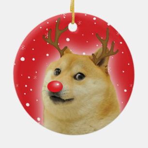 Ornamento De Cerâmica Cão Dogright Doggo Cão Cachorro Memória vermelho