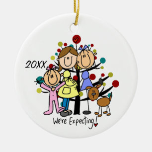 Ornamento De Cerâmica Cão expectante da menina das mães do casal dois