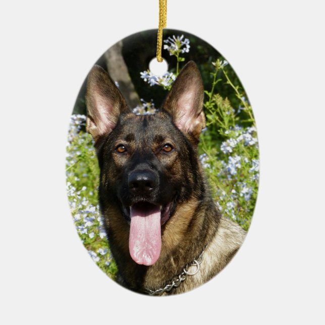 Ornamento De Cerâmica Cão german shepherd (Frente)