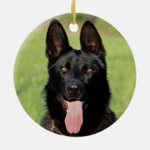 Ornamento De Cerâmica Cão German shepherd Preto - Cãozinho GSD