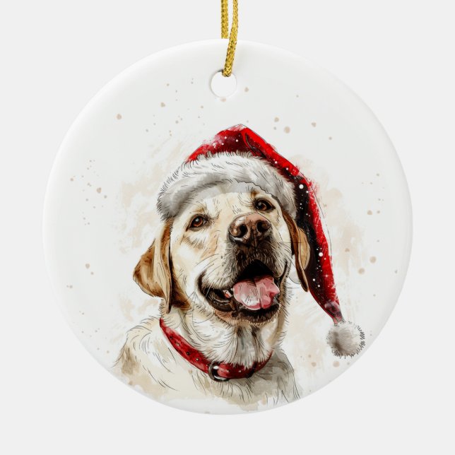 Ornamento De Cerâmica Cão Labrador Natal Personalizado (Frente)