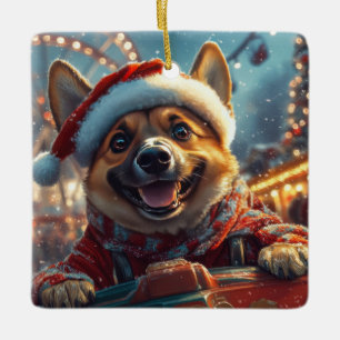 Ornamento De Cerâmica Cão Malinois Belga Montanha-russa Natal 