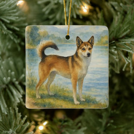 Ornamento De Cerâmica Cão Norueguês Lundehund