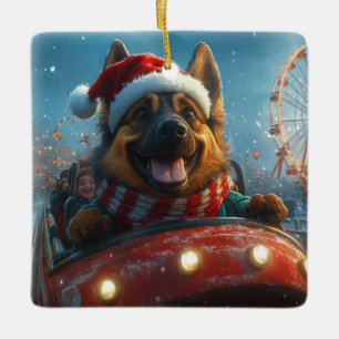 Ornamento De Cerâmica Cão Pastor Belga Montanha-russa Natal