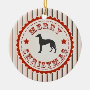 Ornamento De Cerâmica Cão retro do galgo do Feliz Natal