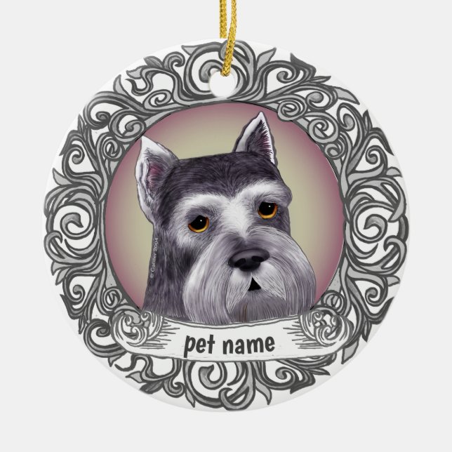 Ornamento De Cerâmica Cão Schnauzer (Frente)