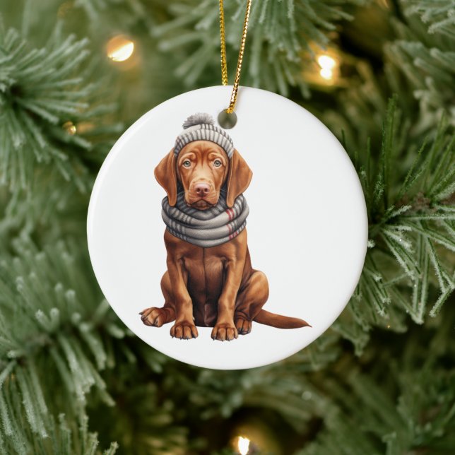 Ornamento De Cerâmica Cão Vizsla Personalizado (Árvore)