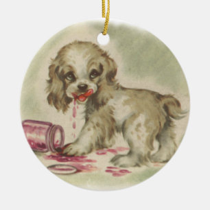 Ornamento De Cerâmica Cãozinho de cerveja no Jelly Jar