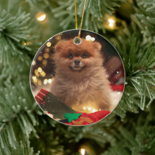 Ornamento De Cerâmica Cãozinho feliz de Natal
