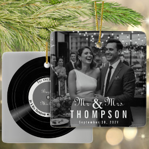 Ornamento De Cerâmica Capa de Álbum de Vinil de Recém-Casados Foto do Sr