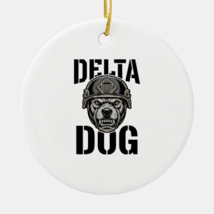 Ornamento De Cerâmica Capacete Bulldog Delta Dog Design de Gravura Vinta