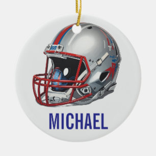 Ornamento De Cerâmica Capacete de Futebol Motivacional Inspirador Nome