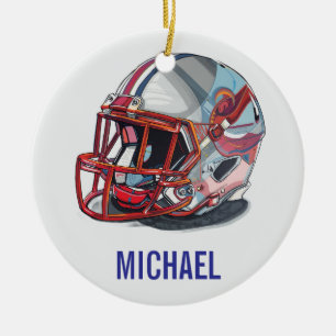 Ornamento De Cerâmica Capacete de Futebol Pop Art Motivacional Nome