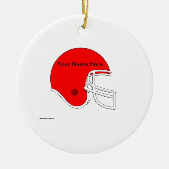 Ornamento De Cerâmica Capacete de Futebol - Vermelho (Frente)