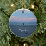 Ornamento De Cerâmica Cape May Beach Sunset<br><div class="desc">Ornamento Sunset de Praia do boné May Beach</div>