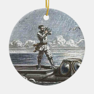 Ornamento De Cerâmica Capitão Nemo Verne 20.000 Leagues Sci Fi Art