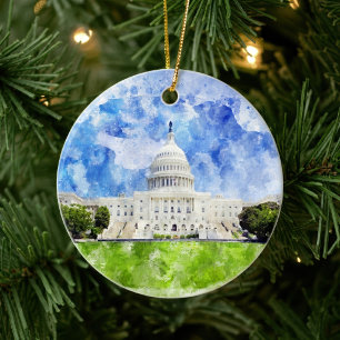 Ornamento De Cerâmica Capitólio dos Estados Unidos em Washington DC Wate