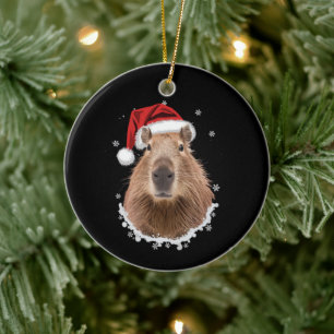 Ornamento De Cerâmica Capivara Natal Engraçado