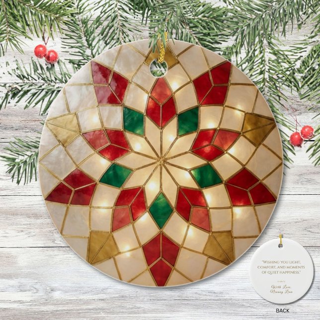 Ornamento De Cerâmica Capiz-Inspired Parol Christmas Ceramic Ornament (Criador carregado)