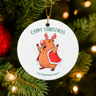 Ornamento De Cerâmica Cappy Christmas Funny Capybara Holiday Decor