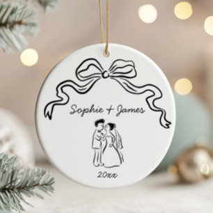 Ornamento De Cerâmica Caprichoso Arco Desenhado à Mão Casamento Natal