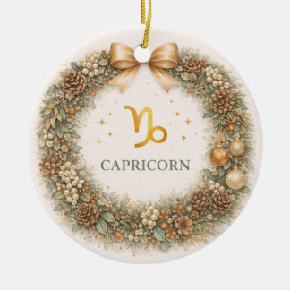 Ornamento De Cerâmica Capricorn Zodiac Christmas Ornament – Elegant Wint