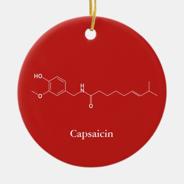 Ornamento De Cerâmica Capsaicin Molecule Chemistry Cute Chili Lovers (Frente)