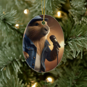 Ornamento De Cerâmica "Capybara Cowboy: Serenading the Wild West"