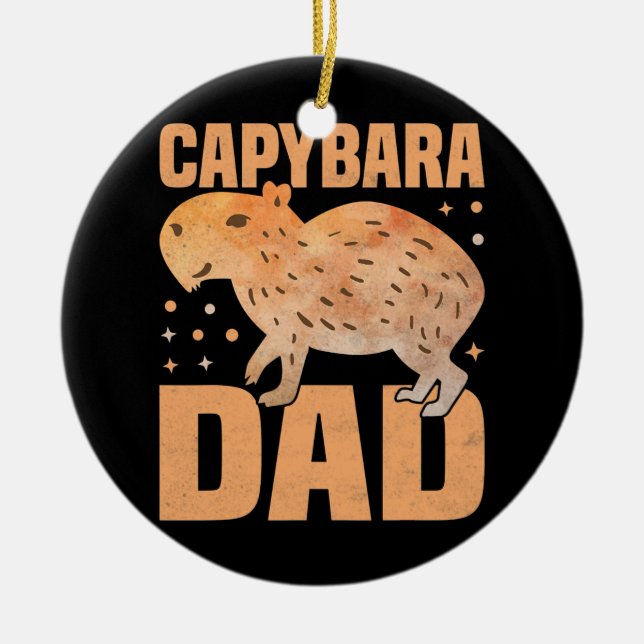 Ornamento De Cerâmica Capybara Pai Funny Cavie Rodent Capybara Lover (Frente)