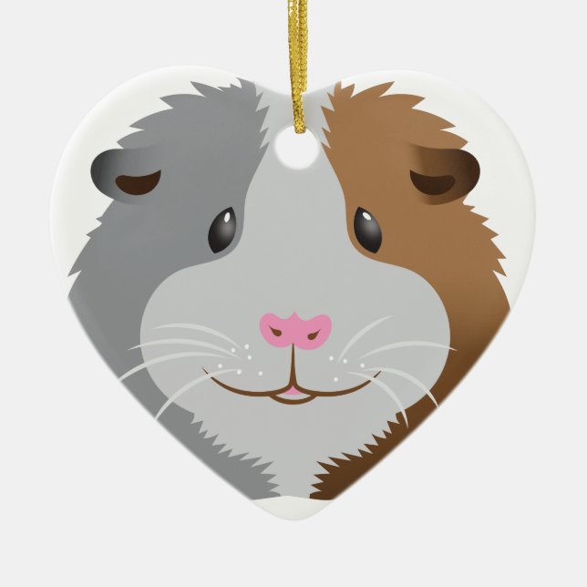 Ornamento De Cerâmica cara bonito da cobaia (Frente)