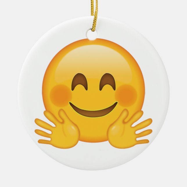 Ornamento De Cerâmica Cara de abraço - Emoji (Frente)
