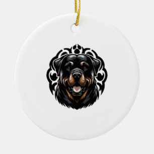 Ornamento De Cerâmica Cara de Cachorro Rottweiler