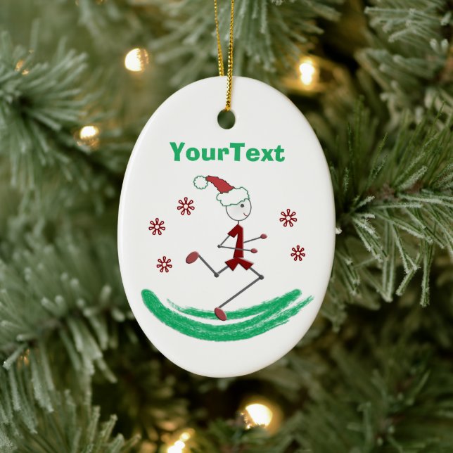 Ornamento De Cerâmica CARA do Runner Holiday Stick PERSONALIZADA (Árvore)
