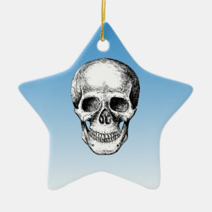Ornamento De Cerâmica Cara humana do branco do crânio